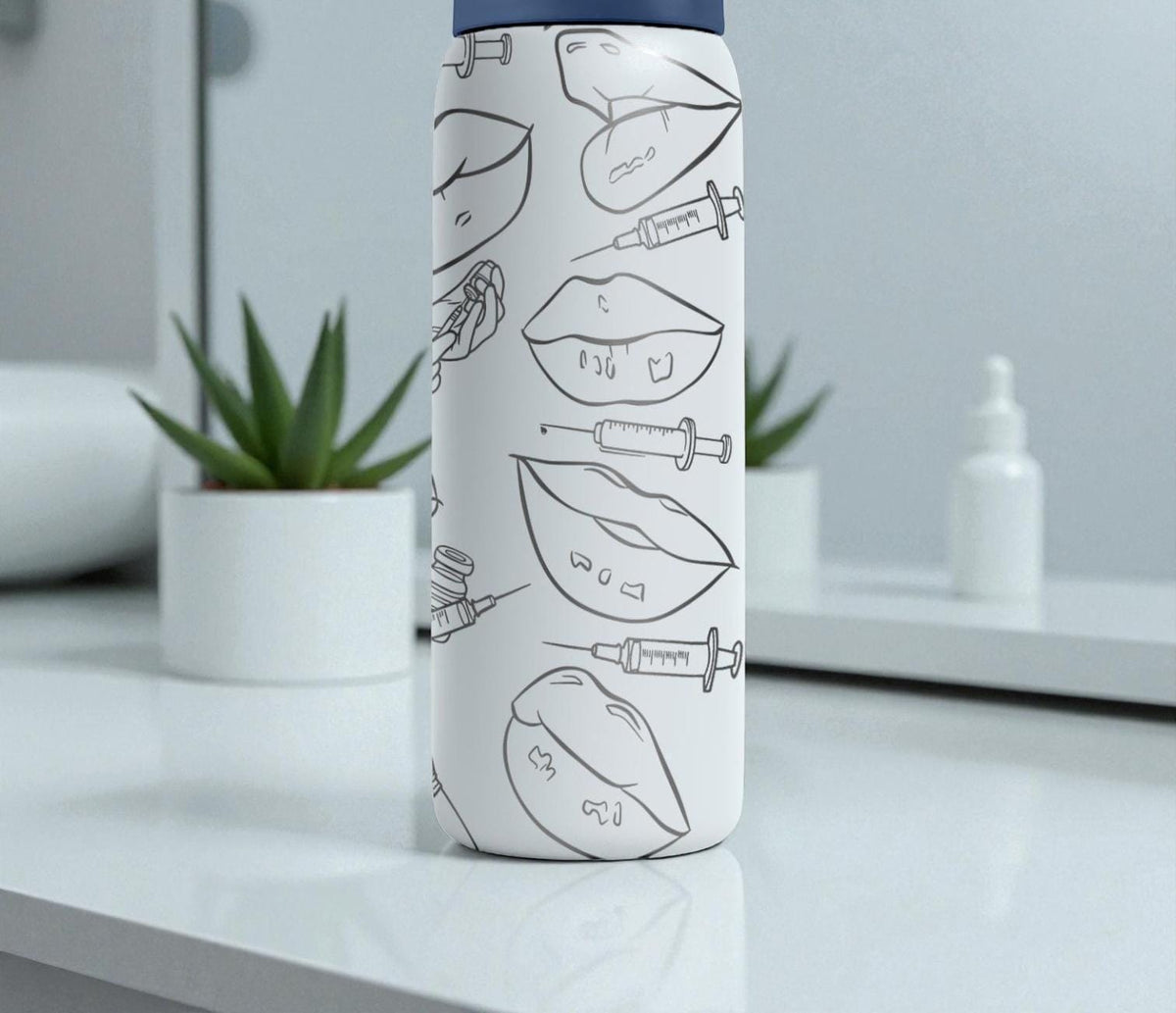 Botox Injector Engraved Owala Bottle – Lips & Syringe Pattern – Aesthetic Nurse Med Spa Gift Stainless Cup 16oz 24oz 32oz 40oz  ⸻