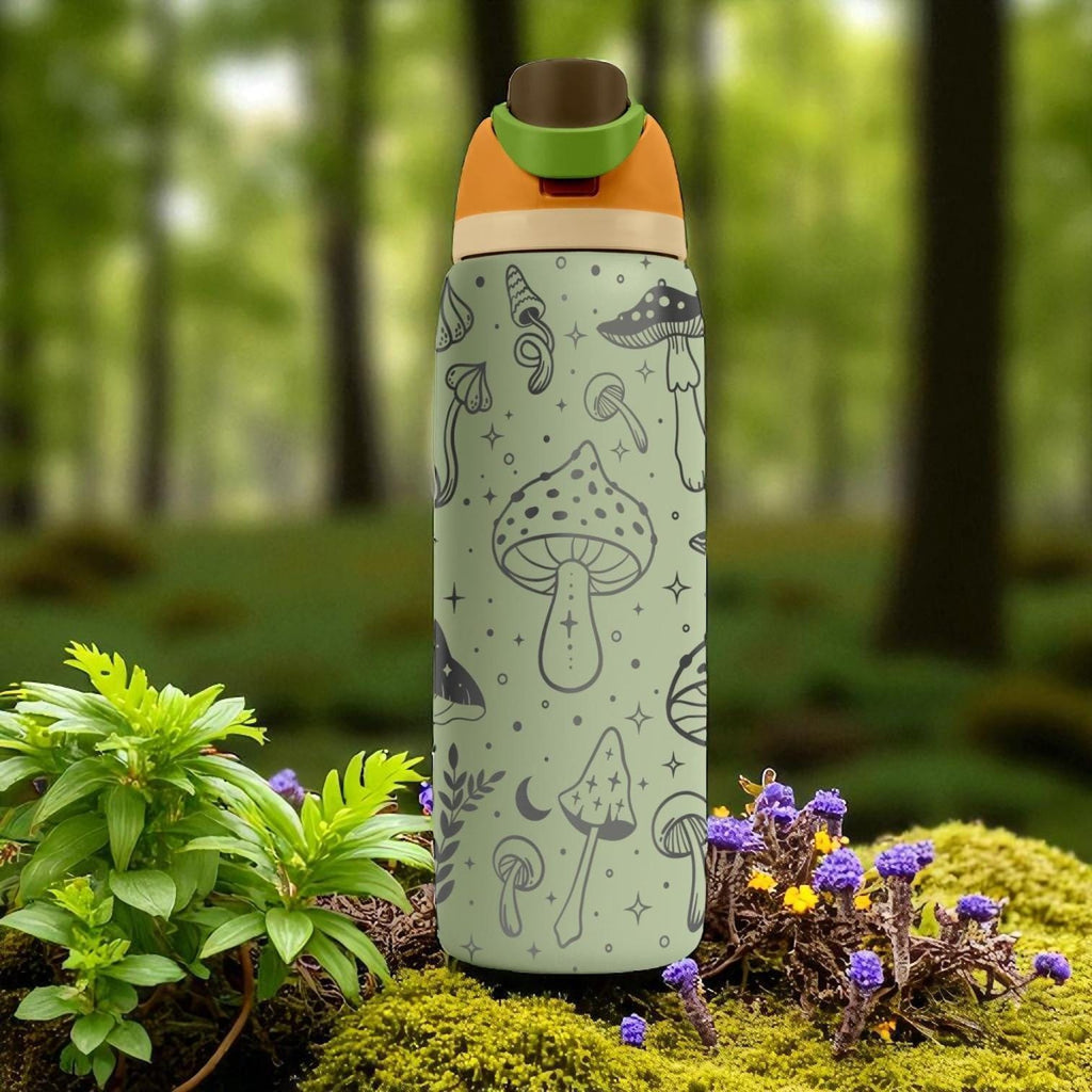 Mushroom Forest Engraved Owala Tumbler – Magical Nature Cup 40oz 32oz 24oz – Fungi Aesthetic Gift for Hiker or Witchy Friend