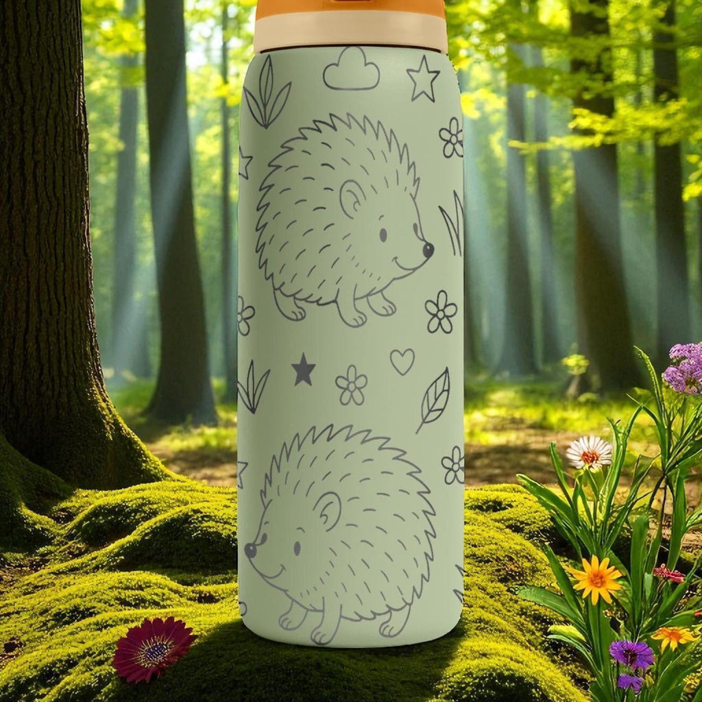 Engraved Hedgehog Owala Bottle – Cute Forest Animal Tumbler for Kids and Nature Lovers – 16oz 24oz 32oz 40oz