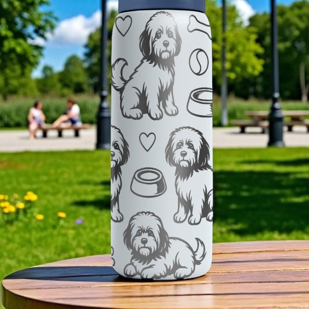 Havanese Dog Engraved Owala Bottle – Cute Fluffy Dog Gift for Pet Lovers – 16oz 24oz 32oz 40oz Personalized Water Bottle
