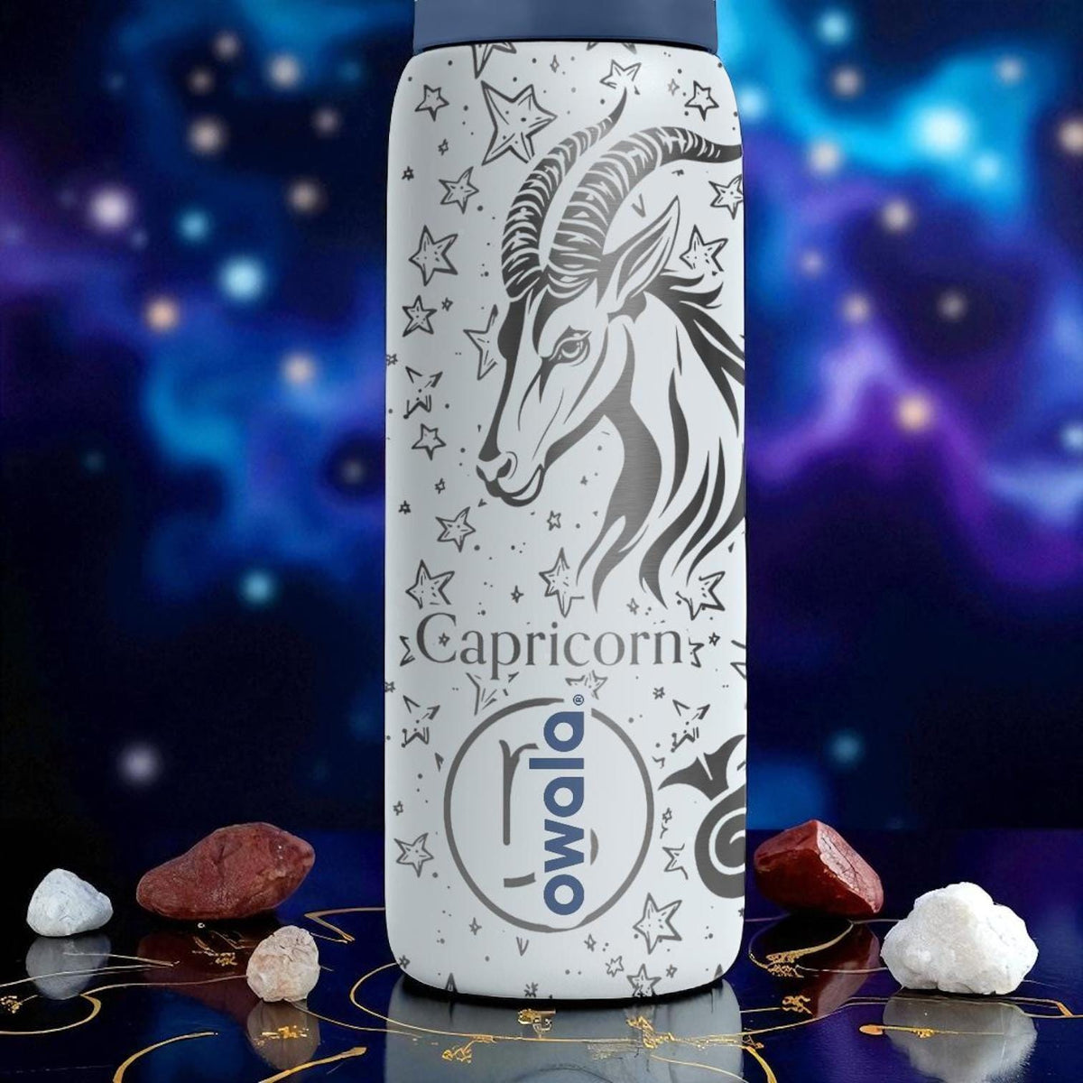 Capricorn Zodiac Owala Bottle – 16oz 24oz 32oz 40oz Engraved Earth Sign Gift – Mountain Goat Astrology Water Bottle for Her or Him