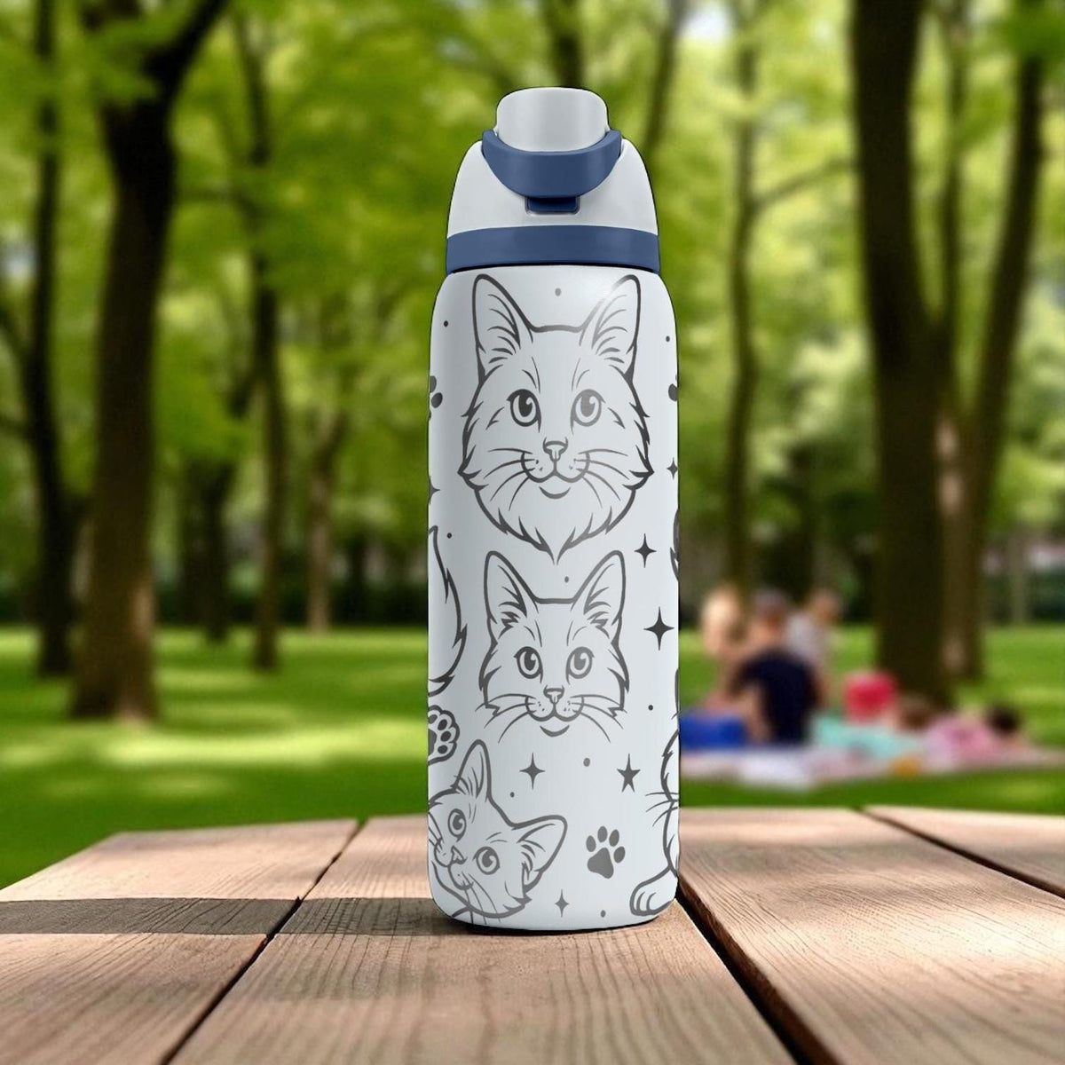 Engraved Norwegian Forest Cat Owala Bottle – 16oz 24oz 32oz 40oz – Fluffy Cat Lover Gift, Viking Cat Engraved Tumbler
