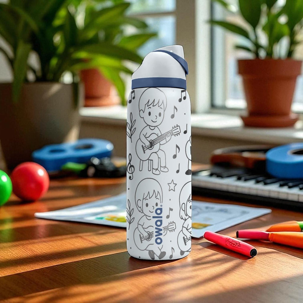 Guitar Kids Owala Bottle – 16oz 24oz 32oz 40oz Engraved Music Theme Cup – Musical Gift for Kids – Cute Guitar Player Drinkware
