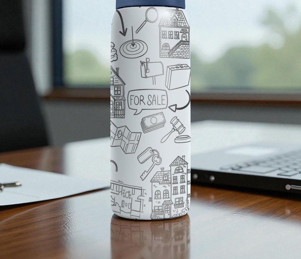Real Estate Engraved Owala Bottle – Realtor & Home Buyer Pattern – Real Estate Agent Gift Stainless Cup 16oz 24oz 32oz 40oz  ⸻