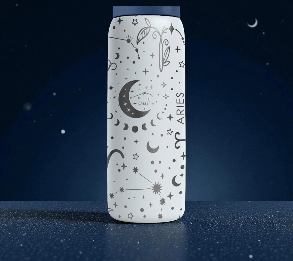 Aries Engraved Owala Bottle – Zodiac Ram Constellation Design – Astrology Gift Stainless Cup 16oz 24oz 32oz 40oz  ⸻