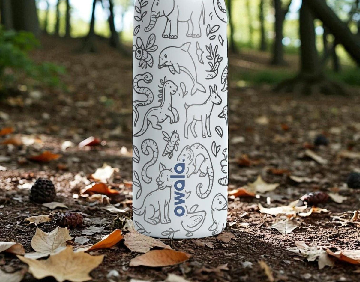 Wildlife Engraved Owala Bottle – Forest Animal Wrap Design – Stainless Steel Cup 16oz 24oz 32oz 40oz
