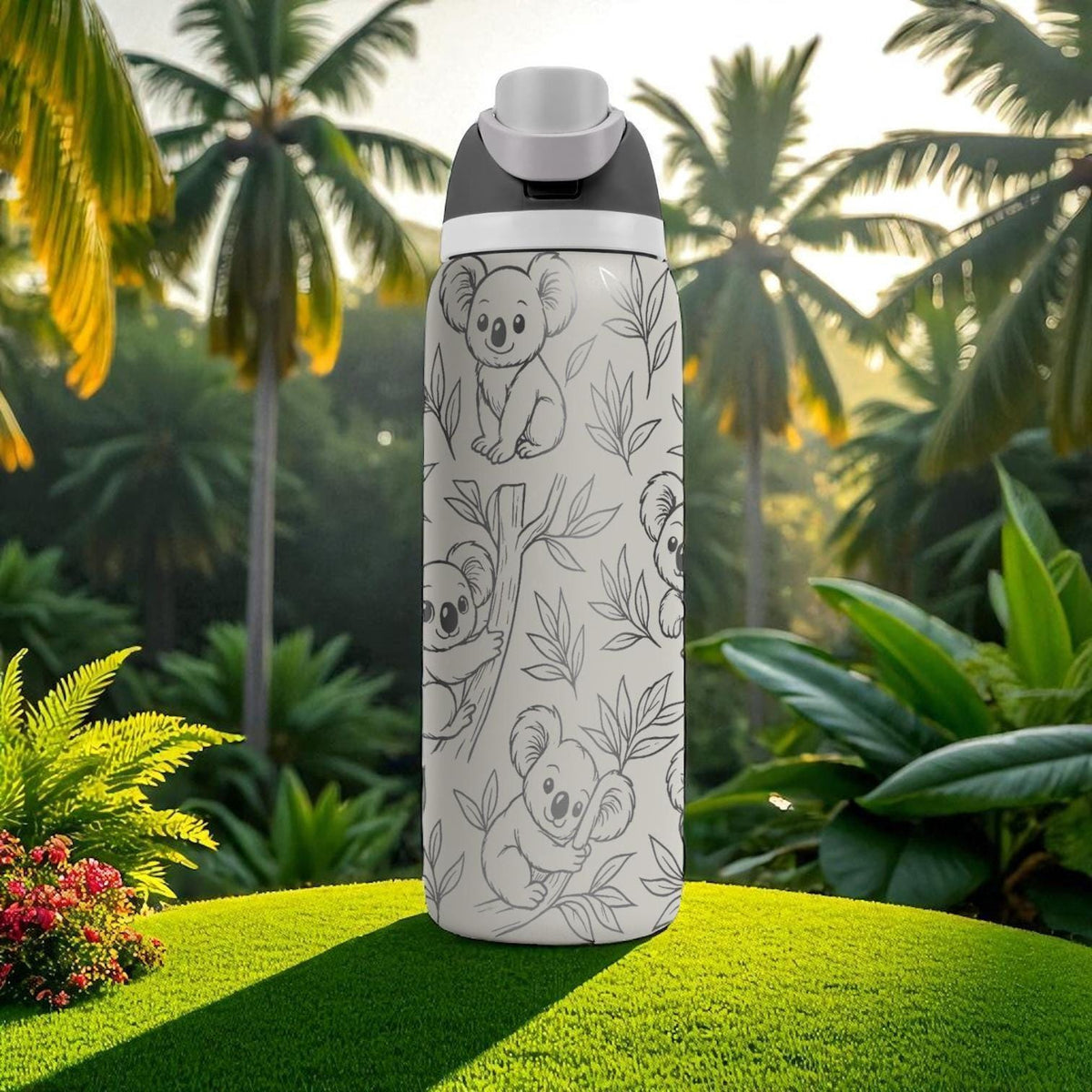 Engraved Koala Tumbler – Owala Water Bottle with Cute Koala and Leaves – Wildlife Engraving – 16oz 24oz 32oz 40oz