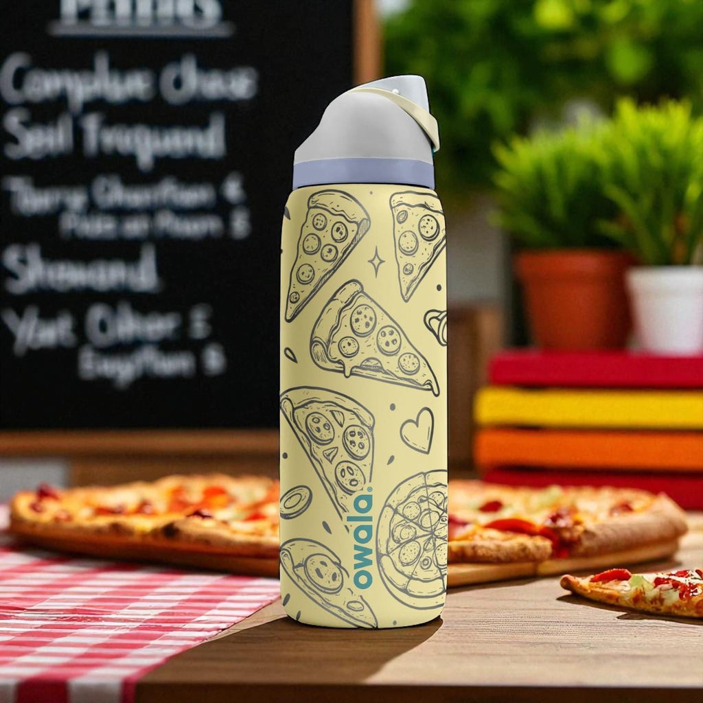Engraved Pizza Tumbler – Funny Foodie Owala Water Bottle – Cheese Slice Design – 16oz 24oz 32oz 40oz