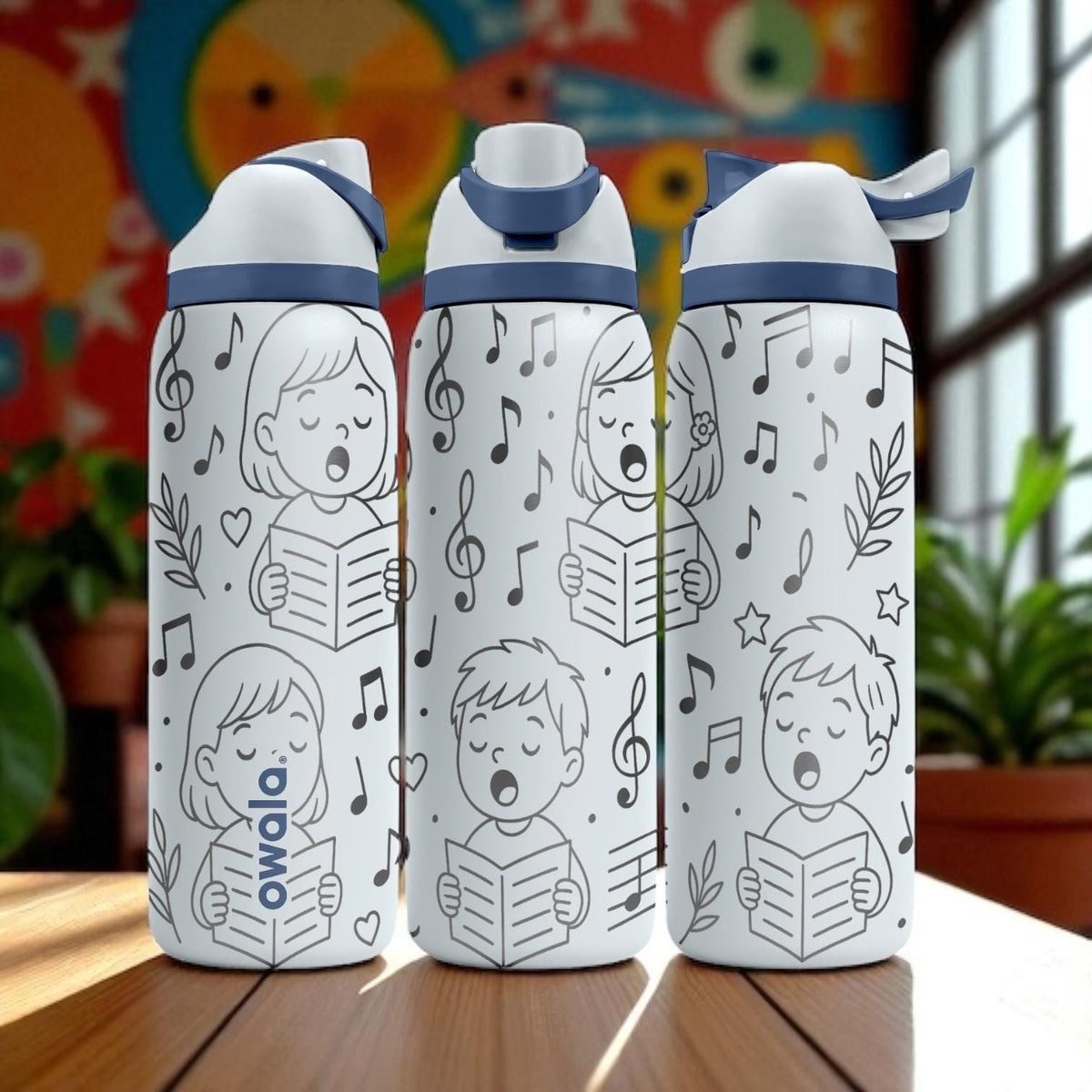 Choir Kids Owala Bottle – 16oz 24oz 32oz 40oz Engraved Music Cup – Singing Gift for Music Lovers – Musical Notes School Tumbler