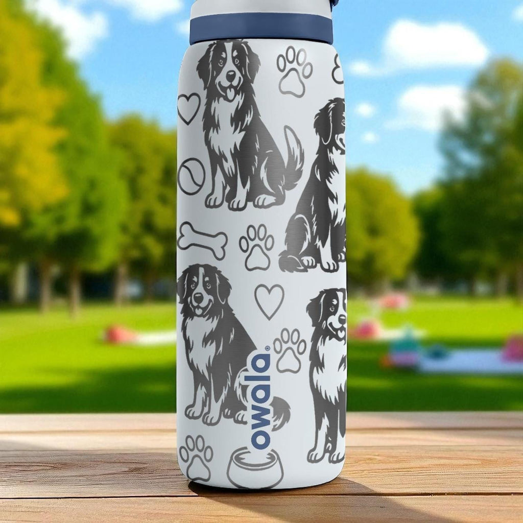 Bernese Mountain Dog Owala Bottle – 16oz 24oz 32oz 40oz – Engraved Gift for Dog Lovers – Gentle Giant Pup Stainless Steel Cup