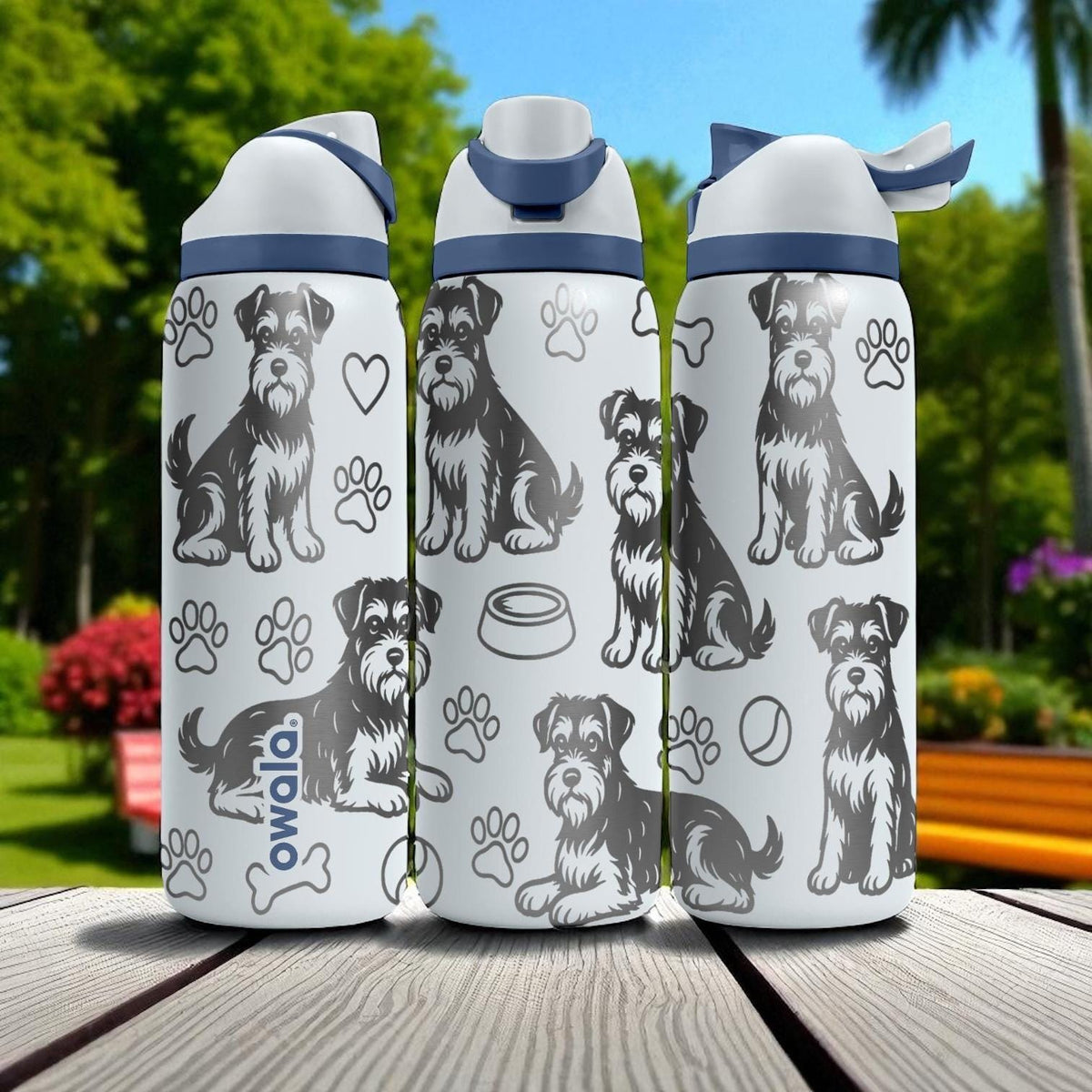 Schnauzer Engraved Owala Bottle – Cute Dog Gift for Schnauzer Lovers – 16oz 24oz 32oz 40oz Personalized Water Bottle