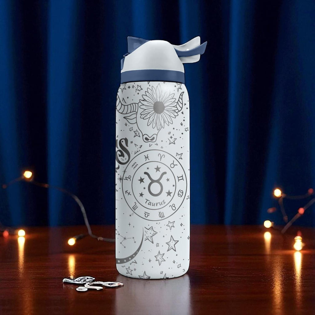 Taurus Zodiac Engraved Owala Bottle – 16oz 24oz 32oz 40oz Astrology Gift – Personalized Taurus Water Bottle for Her or Him
