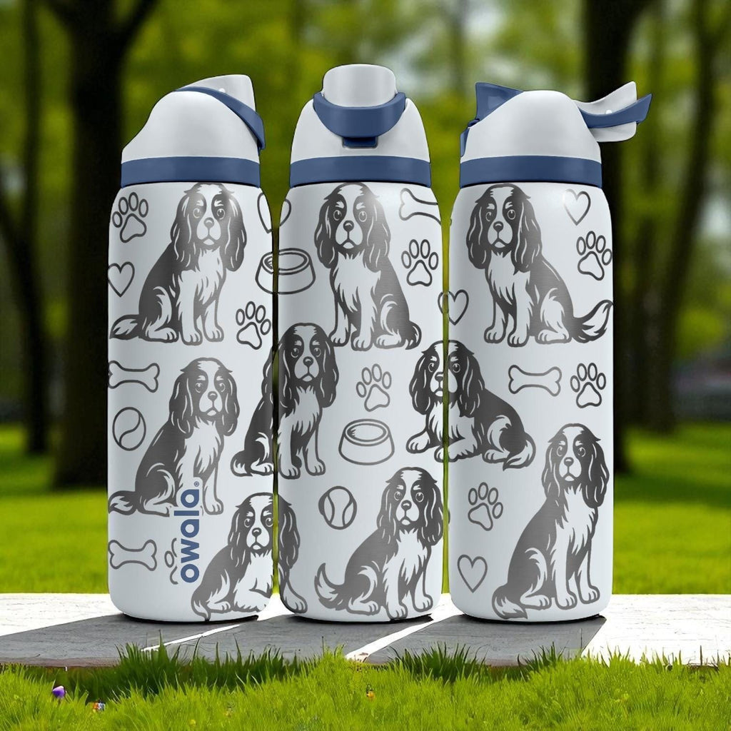 Cavalier King Charles Engraved Owala Bottle – Dog Gift for Spaniel Lovers – 16oz 24oz 32oz 40oz Personalized Water Bottle