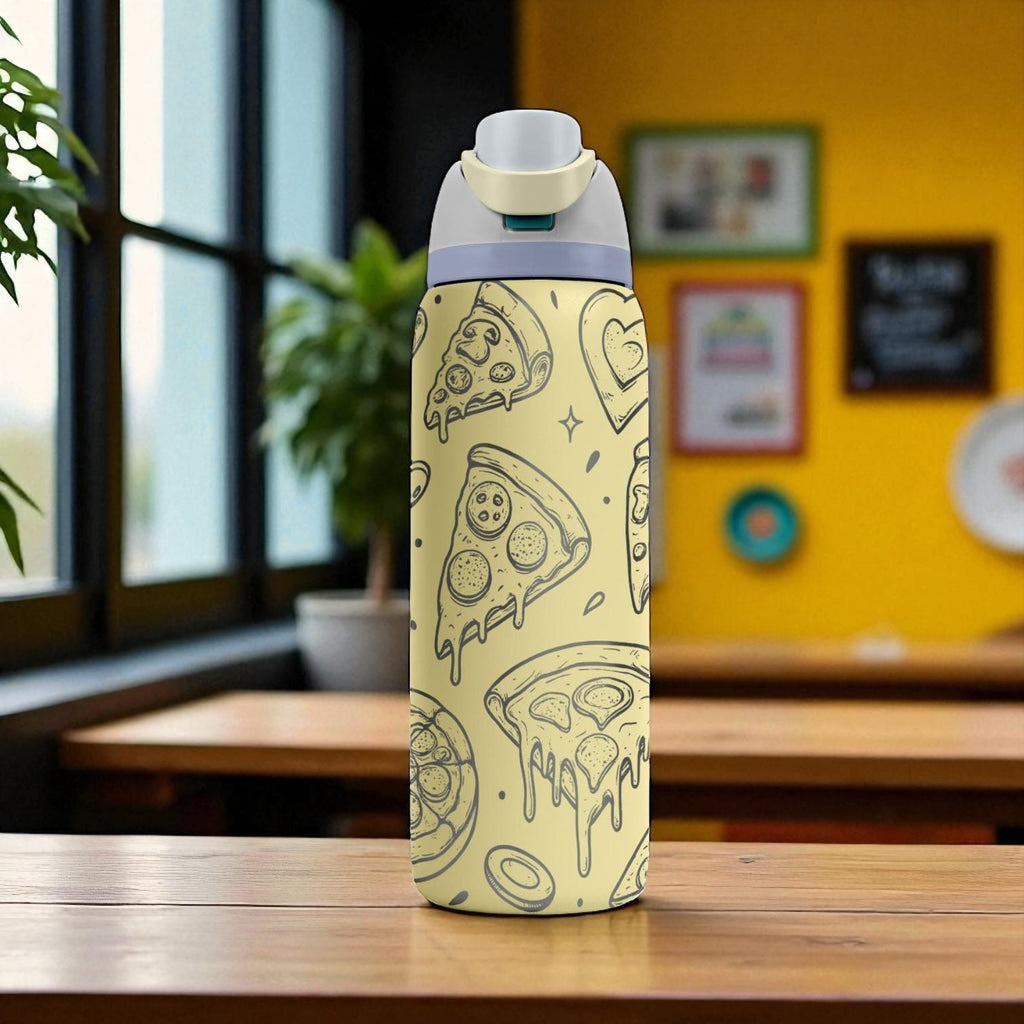 Engraved Pizza Tumbler – Funny Foodie Owala Water Bottle – Cheese Slice Design – 16oz 24oz 32oz 40oz