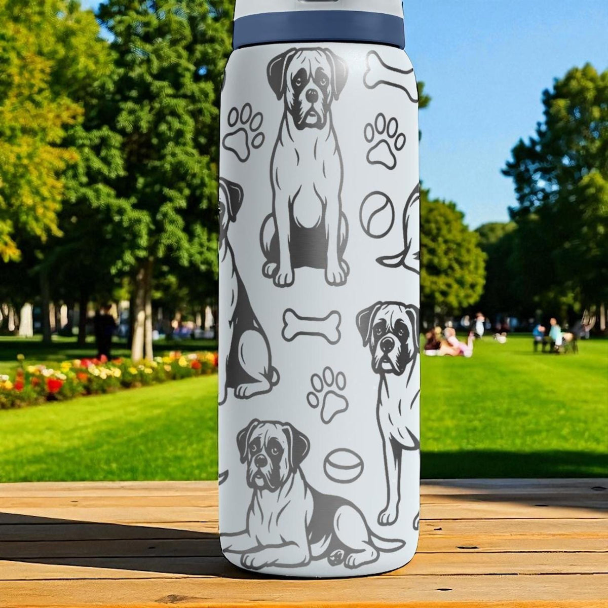 Boxer Dog Engraved Owala Bottle – Cute Gift for Boxer Lovers – 16oz 24oz 32oz 40oz Personalized Stainless Water Bottle