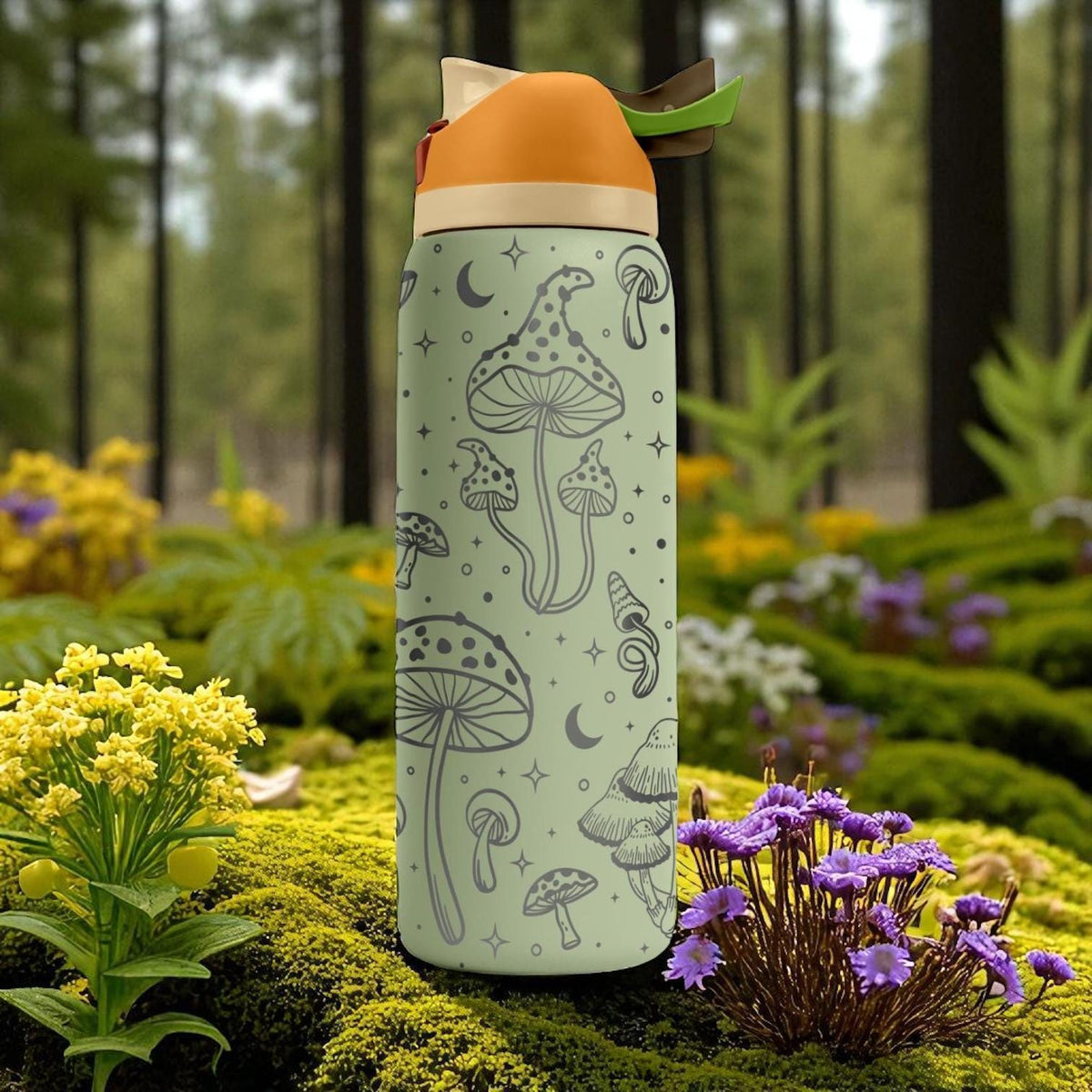 Mushroom Forest Engraved Owala Tumbler – Magical Nature Cup 40oz 32oz 24oz – Fungi Aesthetic Gift for Hiker or Witchy Friend