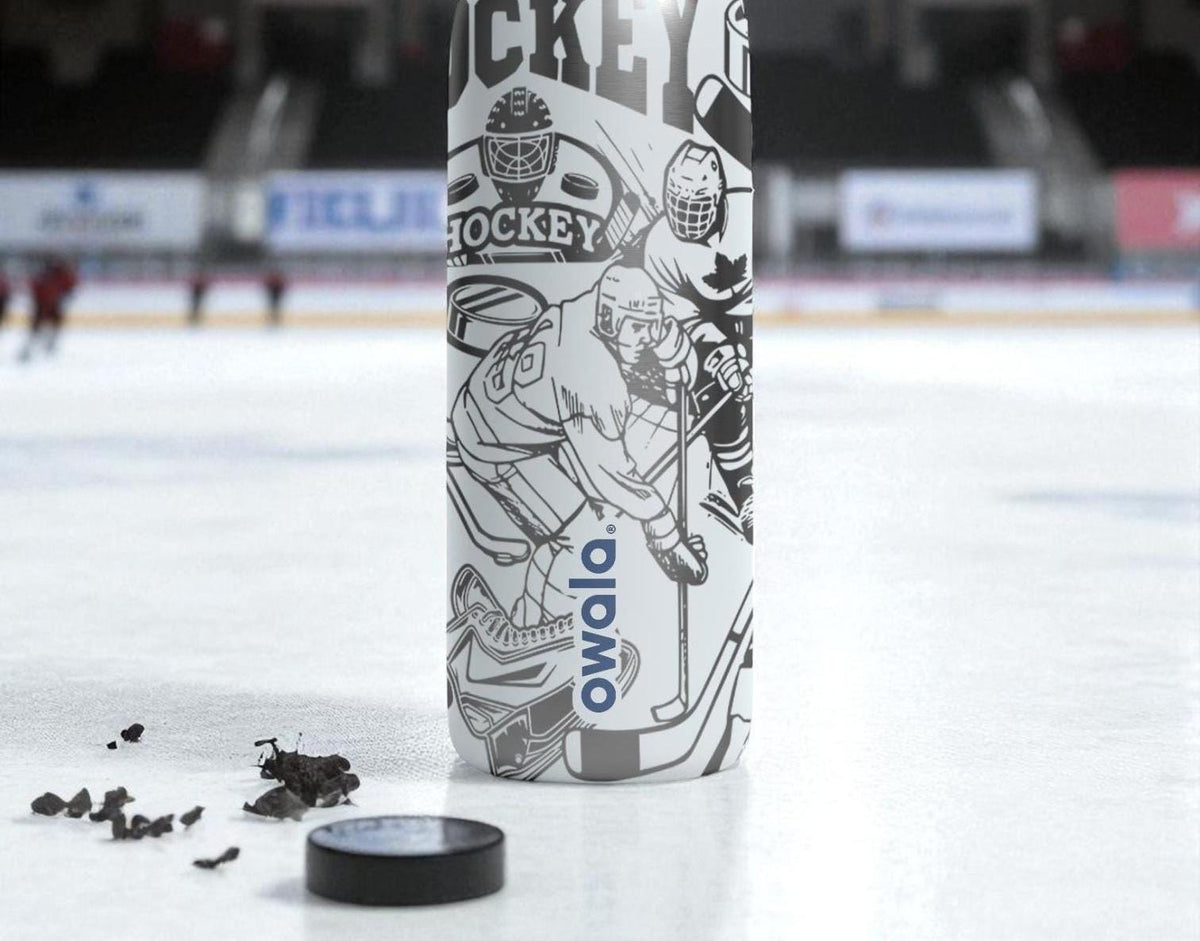 Hockey Engraved Owala Bottle – Personalized Player Wrap Design – Stainless Steel Sports Cup 16oz 24oz 32oz 40oz