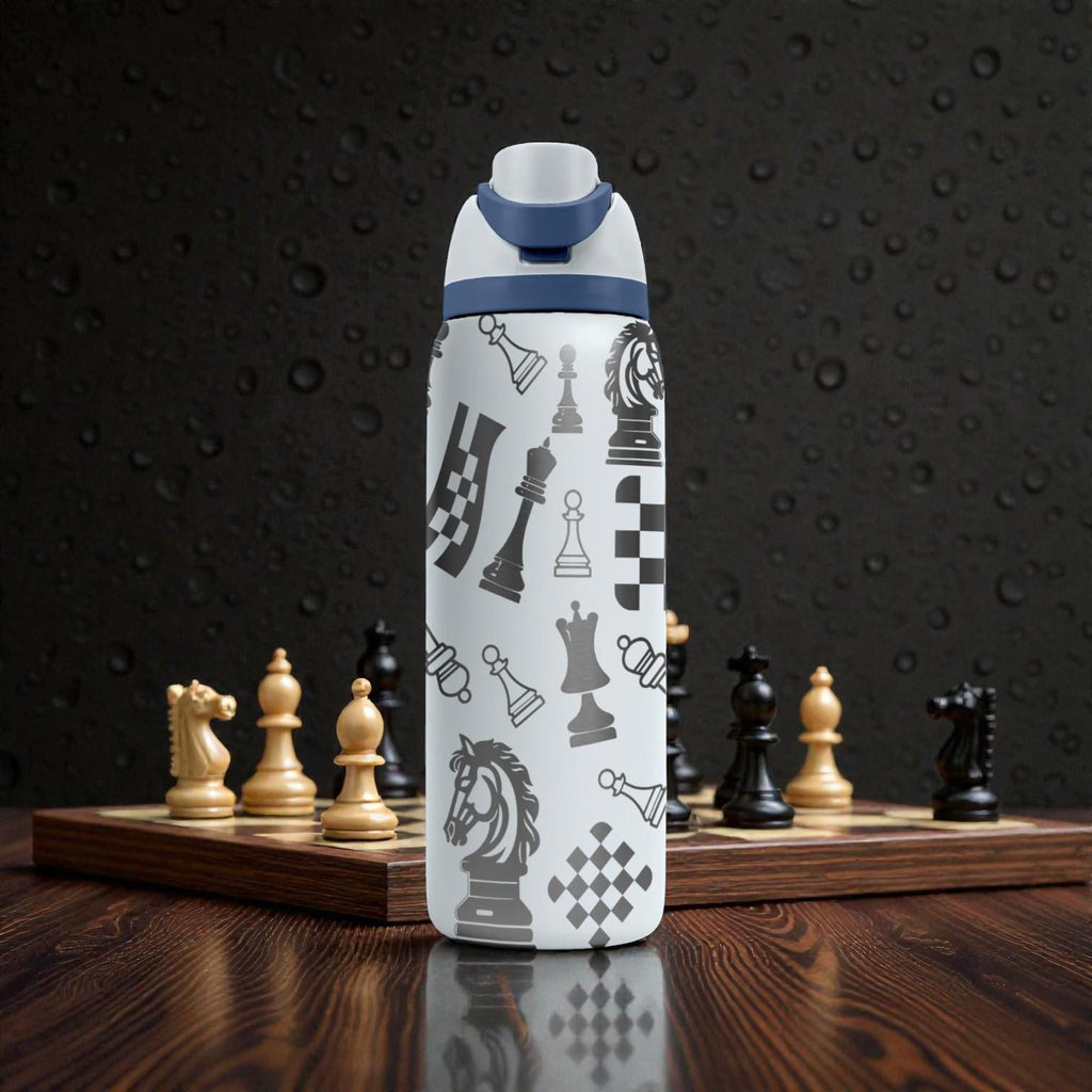 Chess Engraved Owala Bottle – King Queen Knight Pattern – Strategy Game Stainless Steel Cup 16oz 24oz 32oz 40oz  ⸻