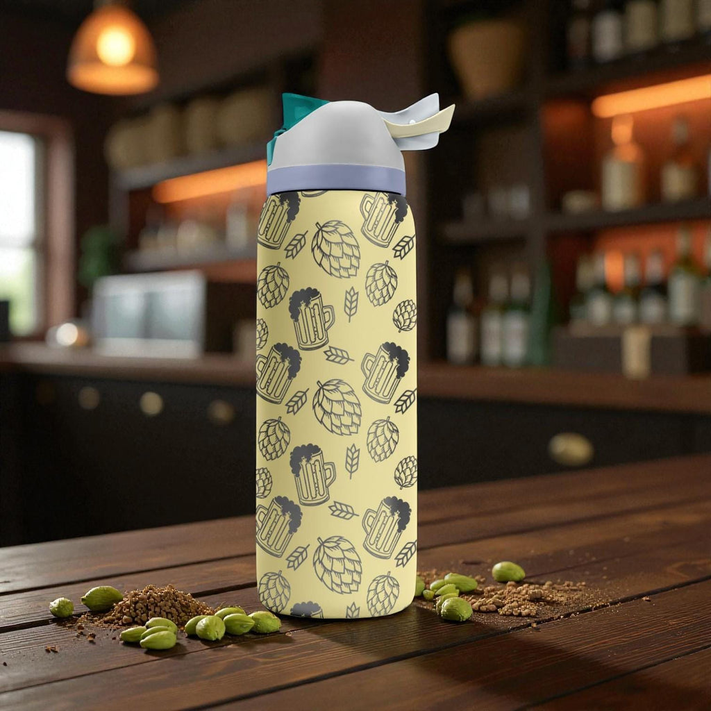 Beer Lover Engraved Owala Bottle – Hops & Ale Pattern – Brewery Gift Stainless Cup 16oz 24oz 32oz 40oz  ⸻