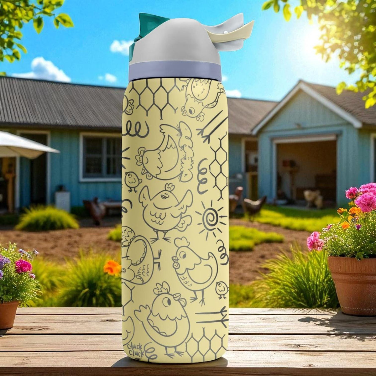 Engraved Chicken Owala Bottle – Funny Farm Animal Tumbler with Hens and Chicks – 16oz 24oz 32oz 40oz