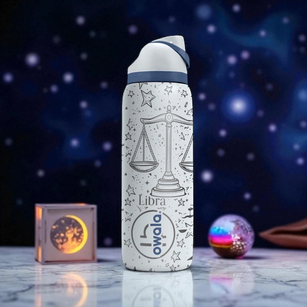 Libra Zodiac Owala Bottle – 16oz 24oz 32oz 40oz Engraved Star Sign Cup – Astrology Gift for Her or Him – Scales Symbol Water Bottle