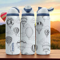Hot Air Balloon Engraved Owala Tumbler – 16oz 24oz 32oz 40oz FreeSip Cup with Sky and Clouds – Adventure Gift for Her or Him