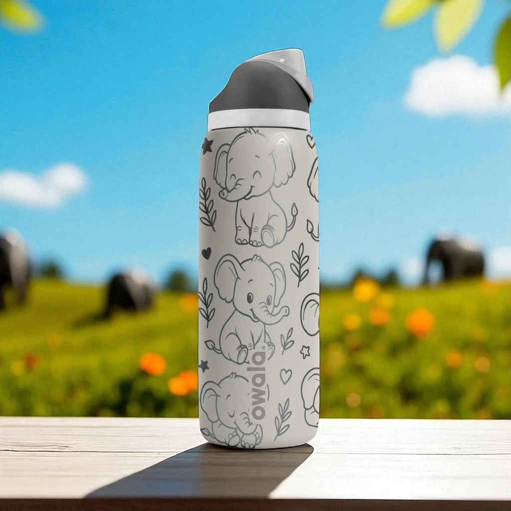 Owala Elephant Tumbler – 16oz 24oz 32oz 40oz – Cute Baby Elephant Cup for Kids – Engraved Jungle Animal Bottle – Gift for Little Ones
