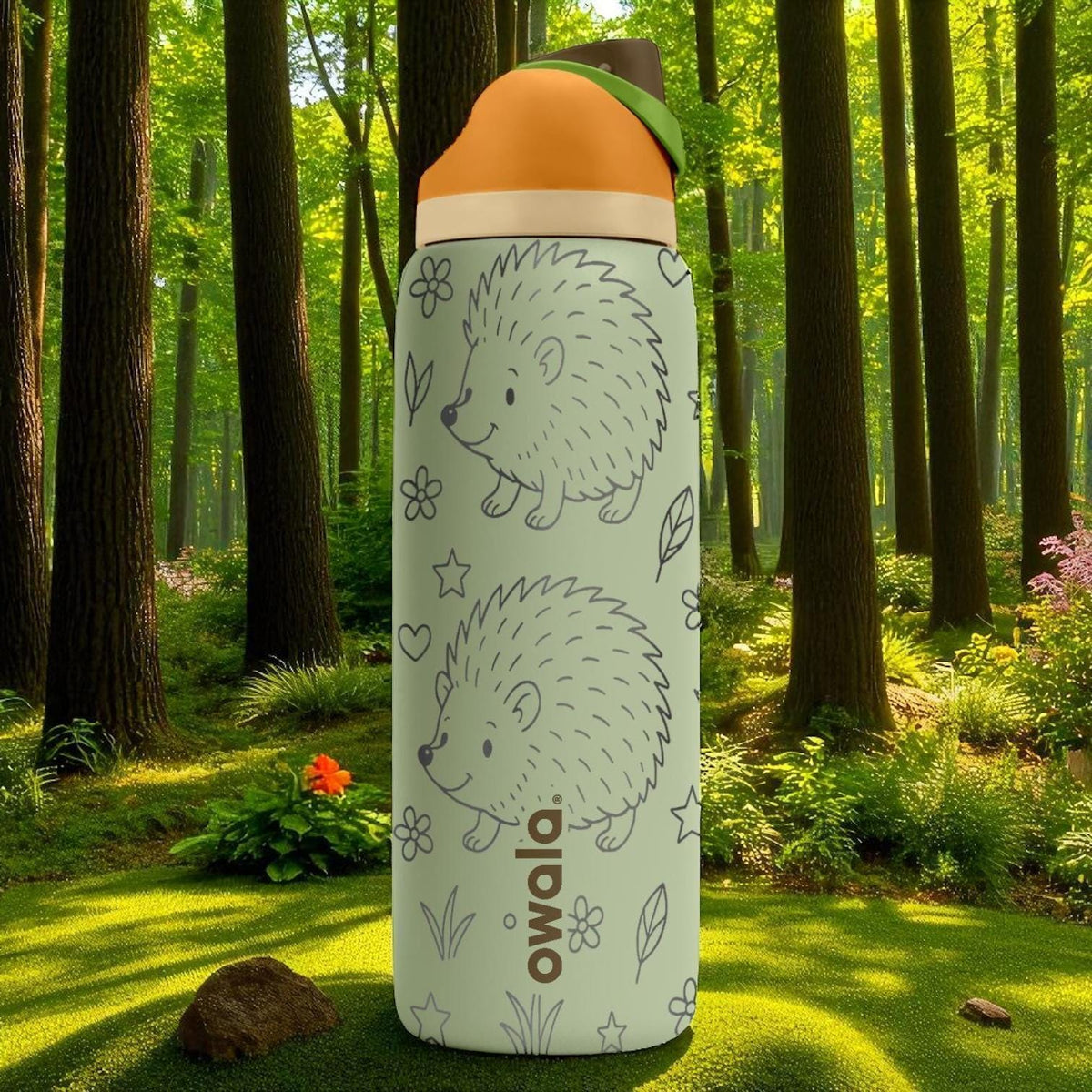 Engraved Hedgehog Owala Bottle – Cute Forest Animal Tumbler for Kids and Nature Lovers – 16oz 24oz 32oz 40oz