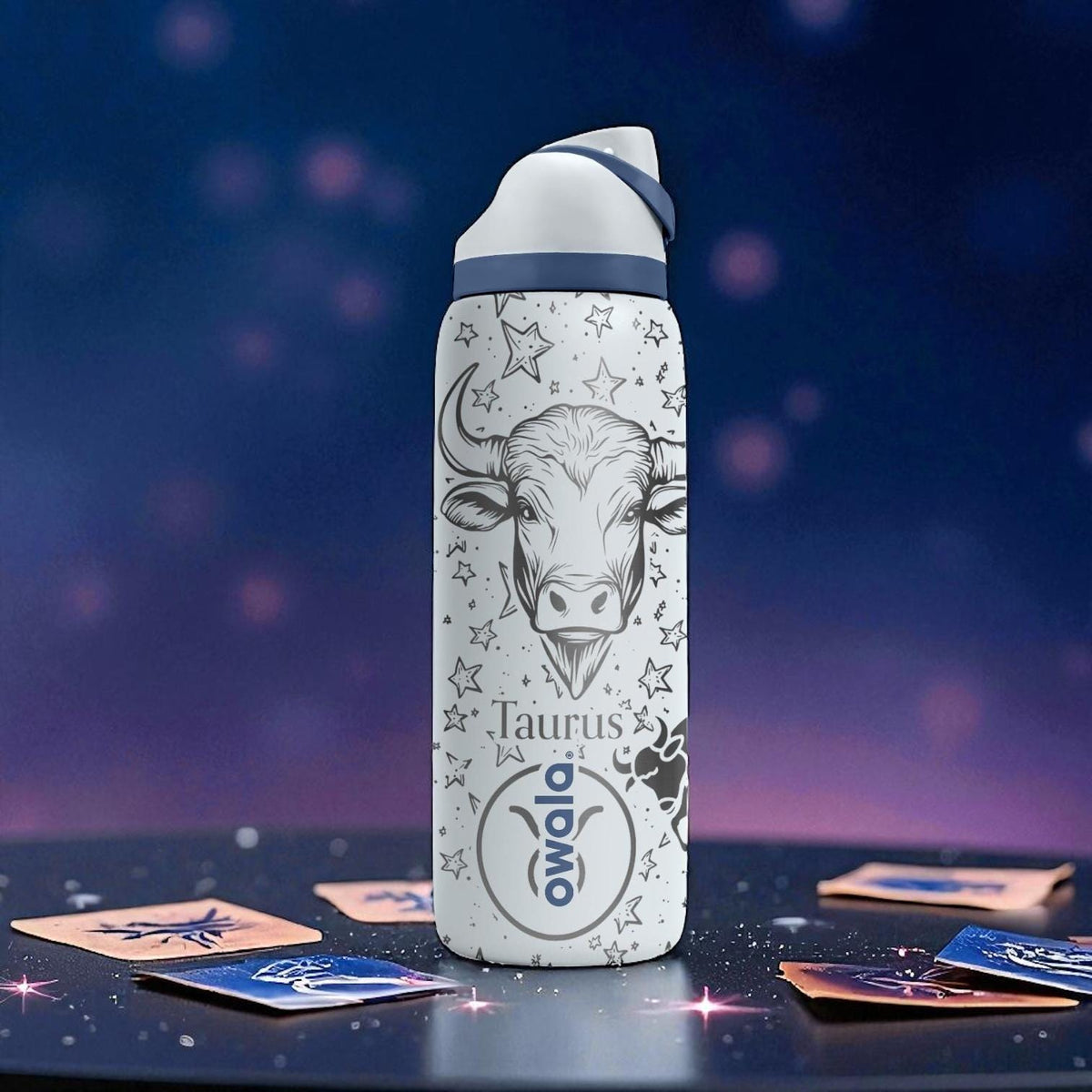 Taurus Zodiac Engraved Owala Bottle – 16oz 24oz 32oz 40oz Astrology Gift – Personalized Taurus Water Bottle for Her or Him