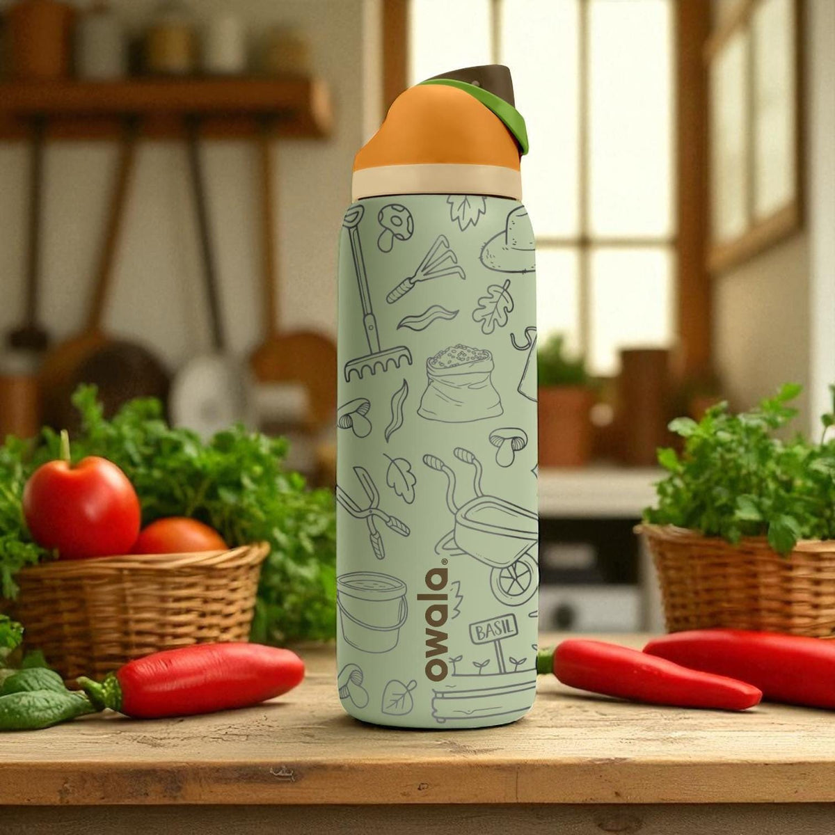 Gardening Theme Engraved Owala Tumbler – 16oz 24oz 32oz 40oz Green Garden Cup – Plant Lover Gift – Nature Stainless Steel Bottle