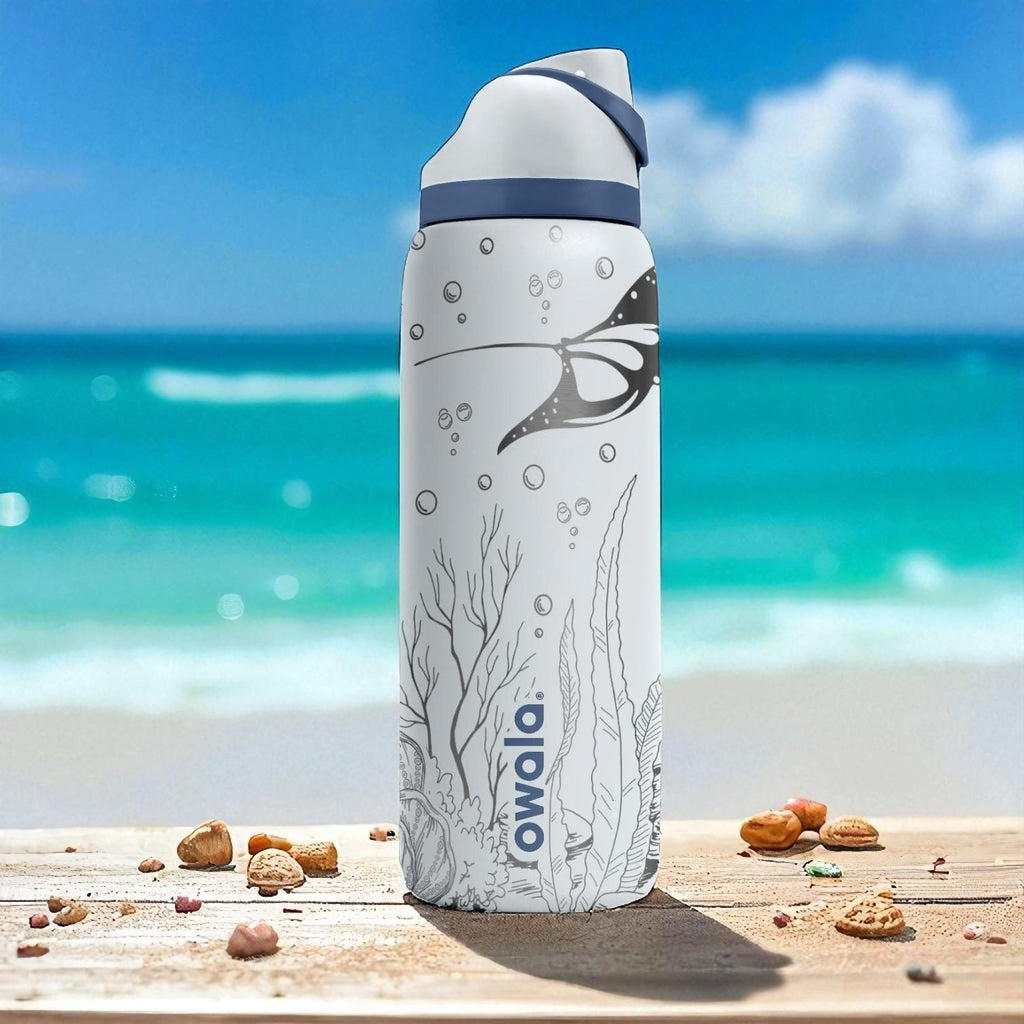 Manta Ray Engraved Owala Tumbler – 16oz 24oz 32oz 40oz Ocean Sea Life Bottle – Gift for Marine Lovers & Divers