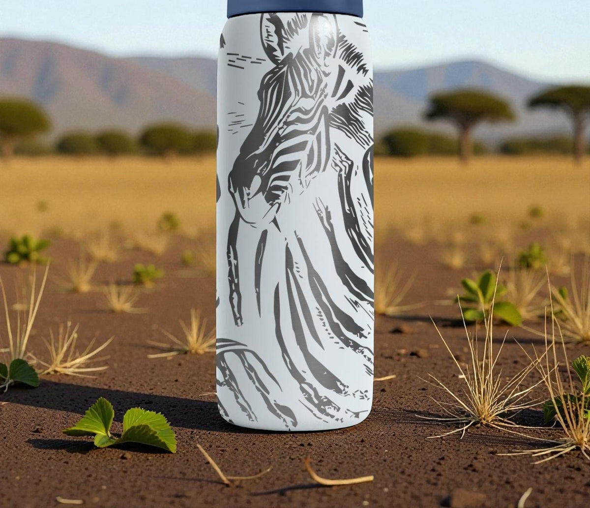 Engraved Zebra Owala Bottle – Safari Wildlife Pattern – African Animal Stainless Steel Cup 16oz 24oz 32oz 40oz  ⸻
