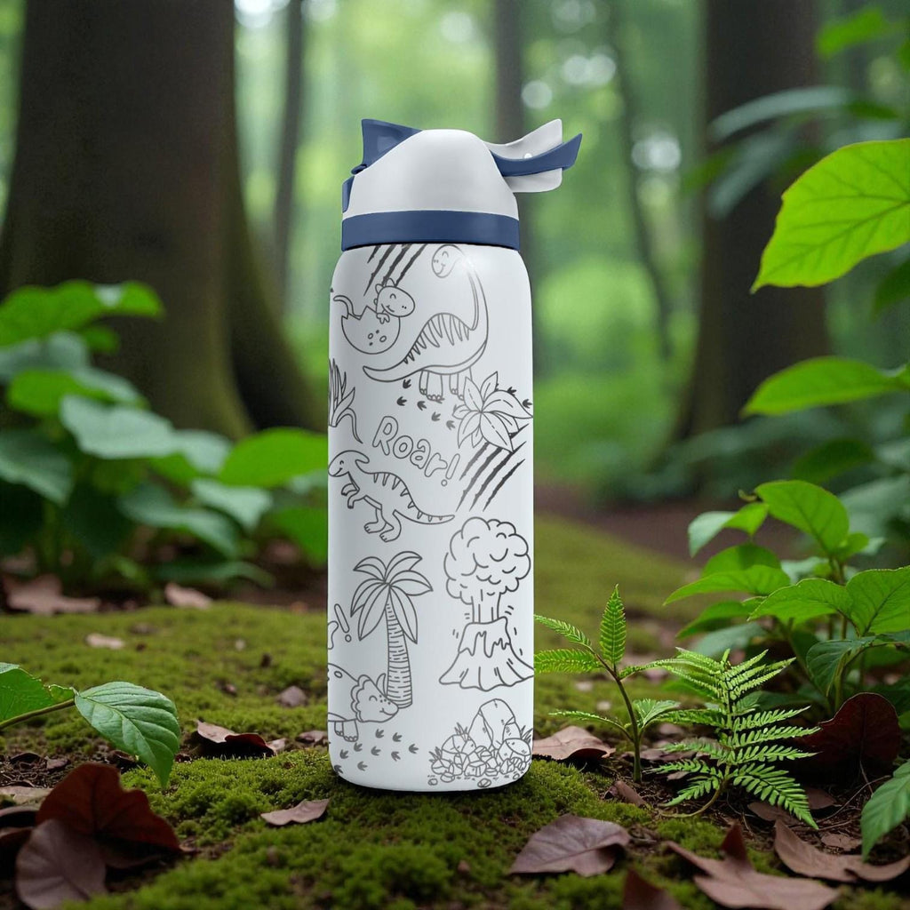 Dinosaur Engraved Owala Bottle – Cute Roaring Dino Pattern – Kids Prehistoric Gift Stainless Cup 16oz 24oz 32oz 40oz  ⸻