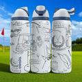 Engraved Golf Tumbler – Owala Bottle with Golf Cart and Clubs – Funny Golfer Gift – 16oz 24oz 32oz 40oz Water Bottle