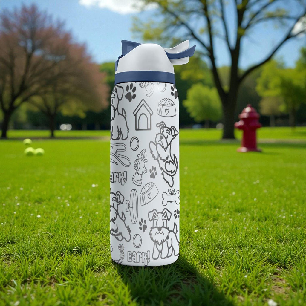 Schnauzer Dog Lover Engraved Owala Bottle – Cute Pup, Bones & Paw Print Pattern – Pet Owner Gift Stainless Cup 16oz 24oz 32oz 40oz  ⸻
