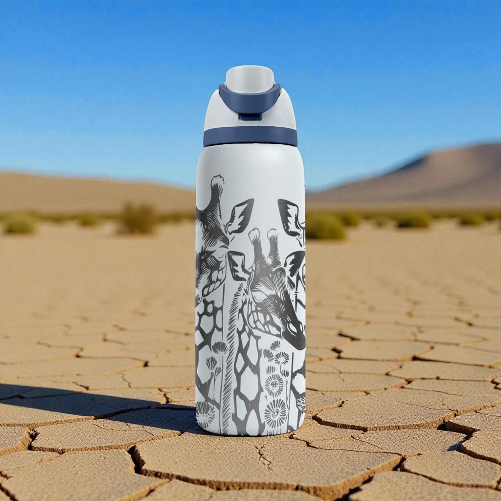 Giraffe Engraved Owala Bottle – Safari Wildlife Art – African Giraffe Scene Stainless Cup 16oz 24oz 32oz 40oz  ⸻