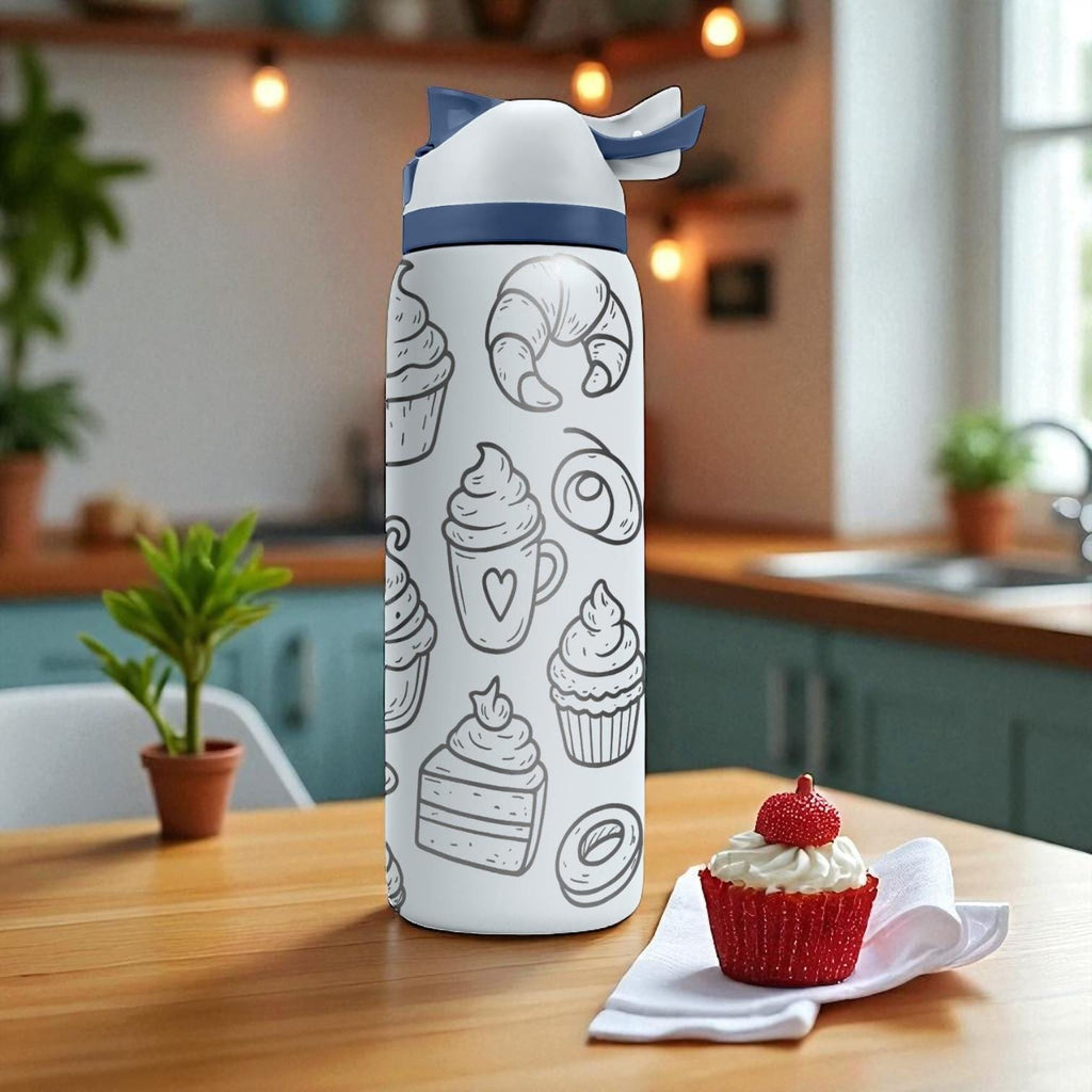 Dessert Lover Owala Bottle – 16oz 24oz 32oz 40oz – Engraved Sweet Treats Cup with Donuts, Cupcakes and Pastries – Gift for Bakers