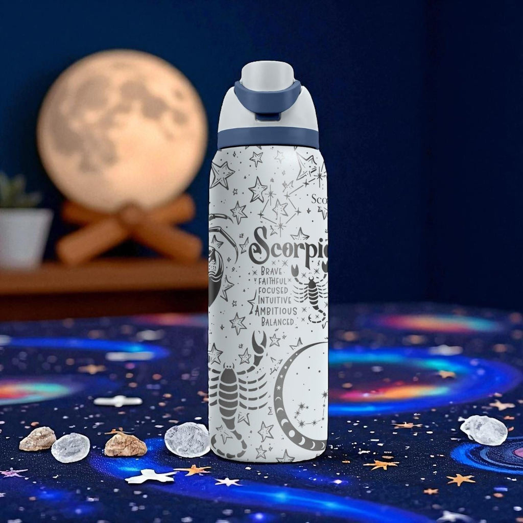Scorpio Zodiac Engraved Owala Bottle – 16oz 24oz 32oz 40oz Astrology Gift – Laser Engraved Scorpio Water Bottle for Her or Him