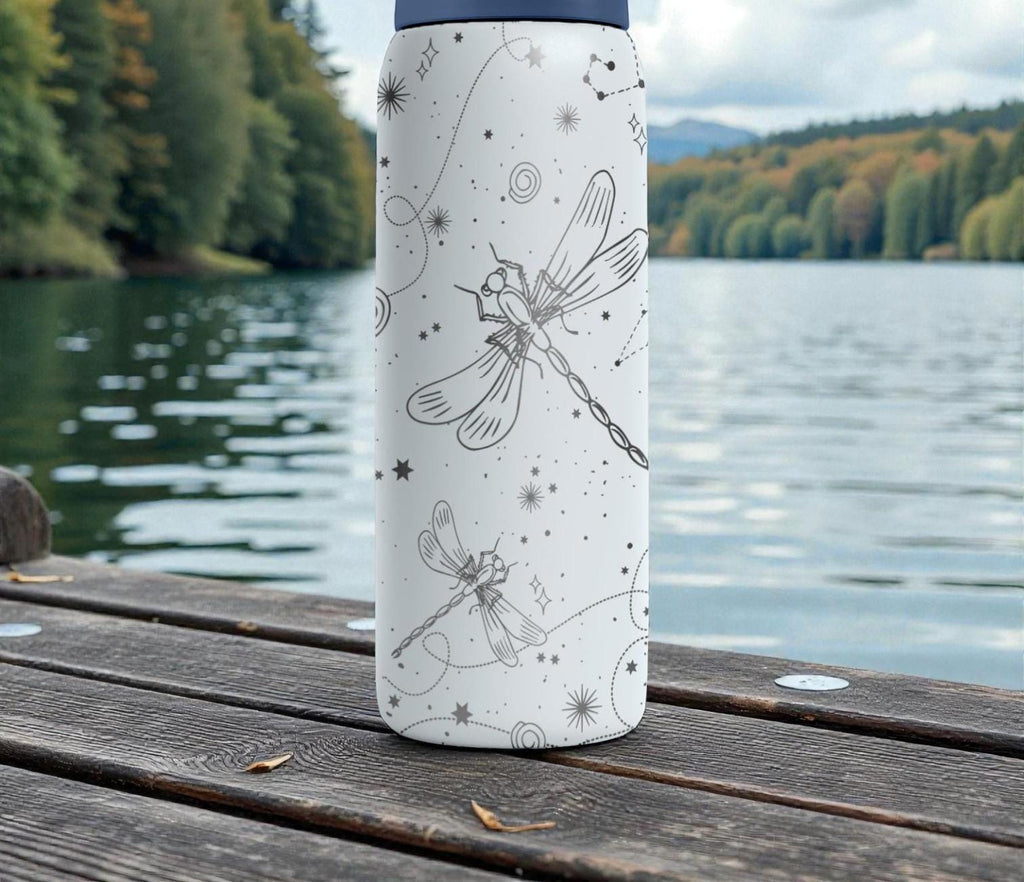 Dragonfly Engraved Owala Bottle – Celestial Insect & Star Pattern – Nature Lover Stainless Steel Cup 16oz 24oz 32oz 40oz  ⸻