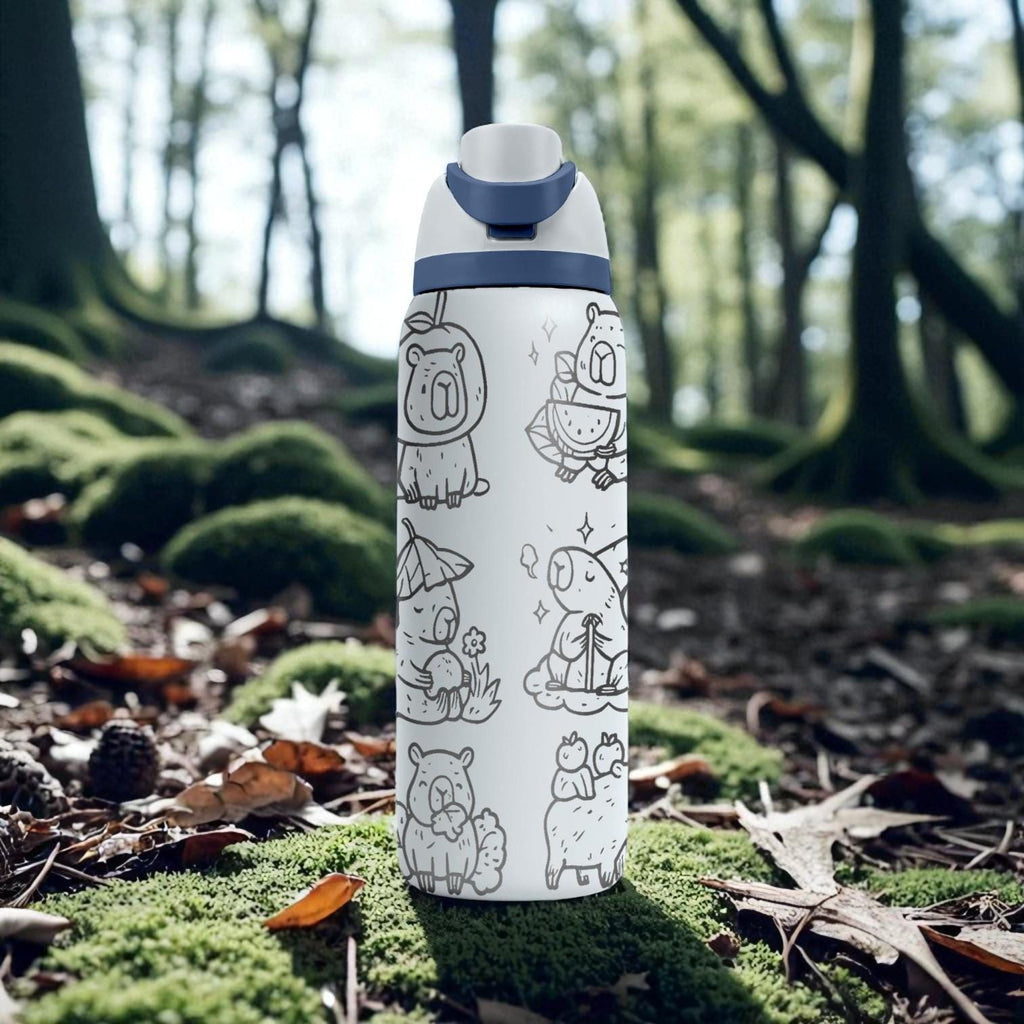 Capybara Engraved Owala Bottle – Cute Animal Relax Wrap Design – Stainless Steel Cup 16oz 24oz 32oz 40oz