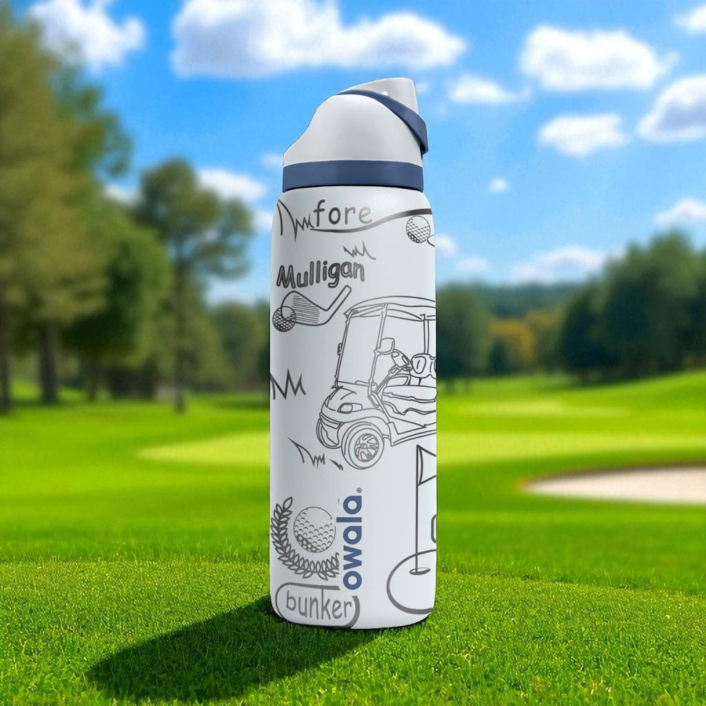 Golf Lady Owala Bottle – Engraved Golf Wrap Design – Sports Stainless Steel Cup 16oz 24oz 32oz 40oz