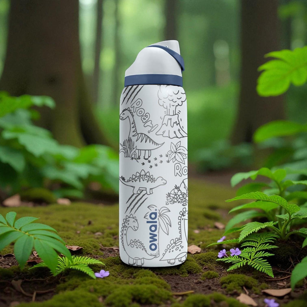 Dinosaur Engraved Owala Bottle – Cute Roaring Dino Pattern – Kids Prehistoric Gift Stainless Cup 16oz 24oz 32oz 40oz  ⸻