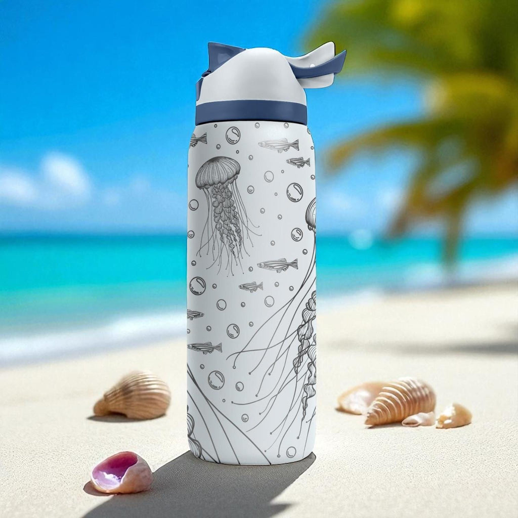 Jellyfish Engraved Owala Tumbler – Ocean Vibes Gift 40oz 32oz 24oz – Marine Sea Life Laser Etched Water Bottle