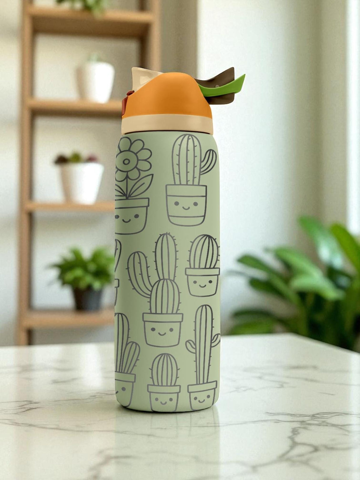 Engraved Succulent Tumbler – Cute Cactus Plant Owala Water Bottle – Green Aesthetic Cup – 16oz 24oz 32oz 40oz