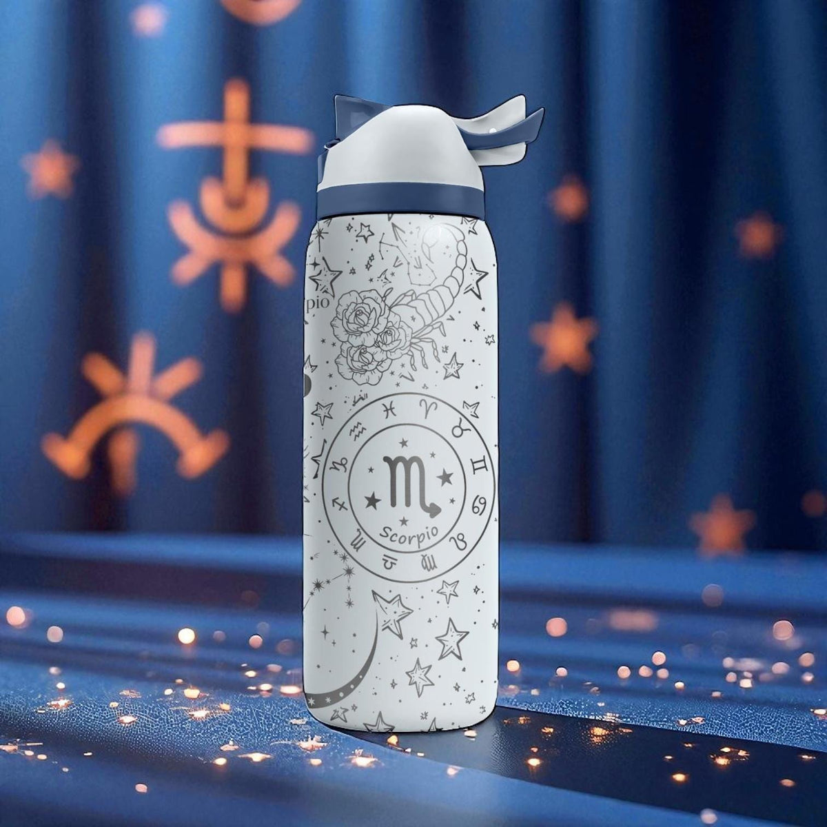 Scorpio Zodiac Engraved Owala Bottle – 16oz 24oz 32oz 40oz Astrology Gift – Laser Engraved Scorpio Water Bottle for Her or Him
