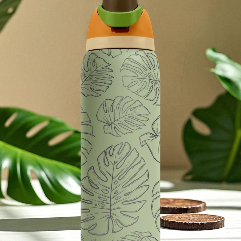Monsterа Leaf Engraved Owala Tumbler – 16oz 24oz 32oz 40oz Tropical Plant FreeSip Cup – Botanical Design Gift