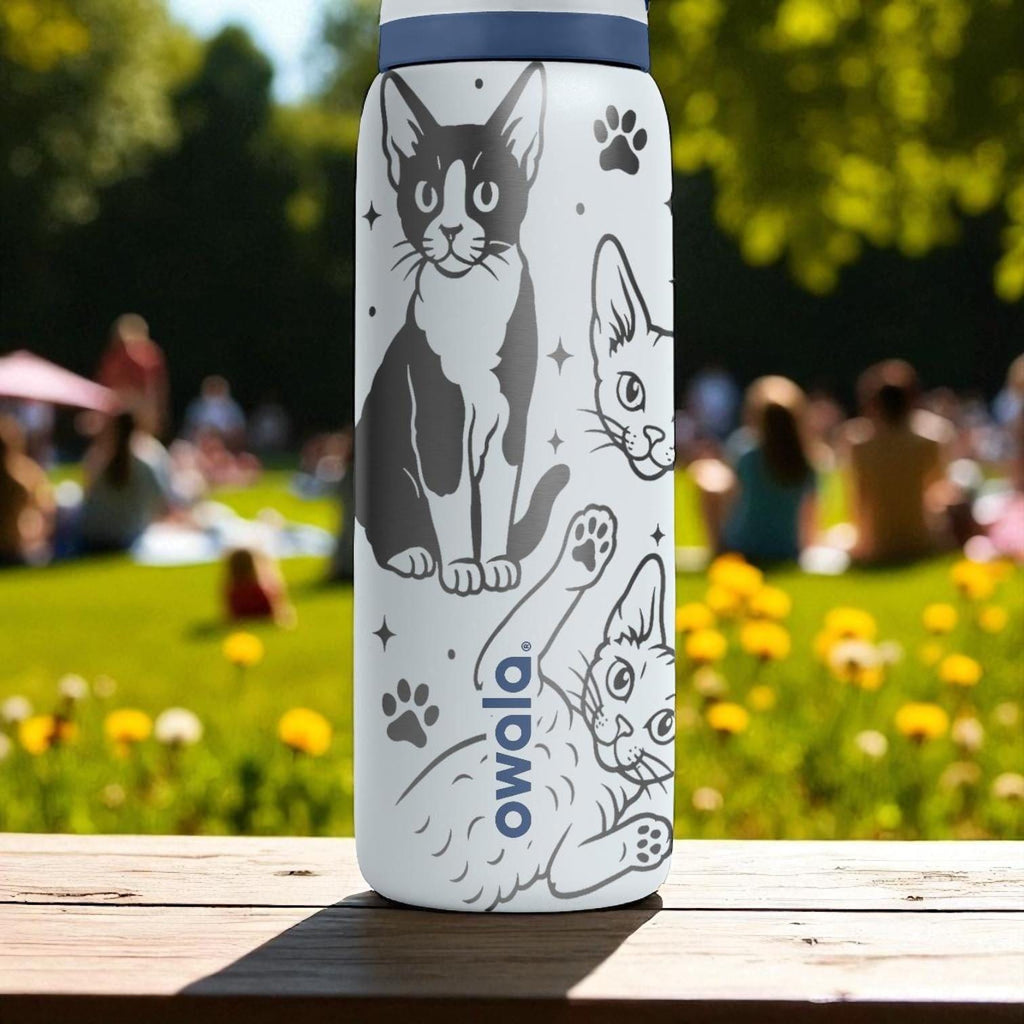 Devon Rex Owala Bottle – Cute Engraved Cat Lover Water Bottle – Curly Kitten Custom Gift for Pet Moms – 16oz 24oz 32oz 40oz