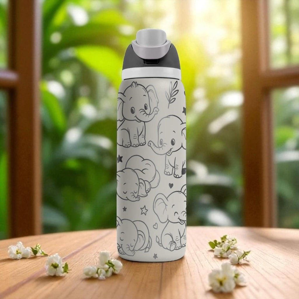 Owala Elephant Tumbler – 16oz 24oz 32oz 40oz – Cute Baby Elephant Cup for Kids – Engraved Jungle Animal Bottle – Gift for Little Ones