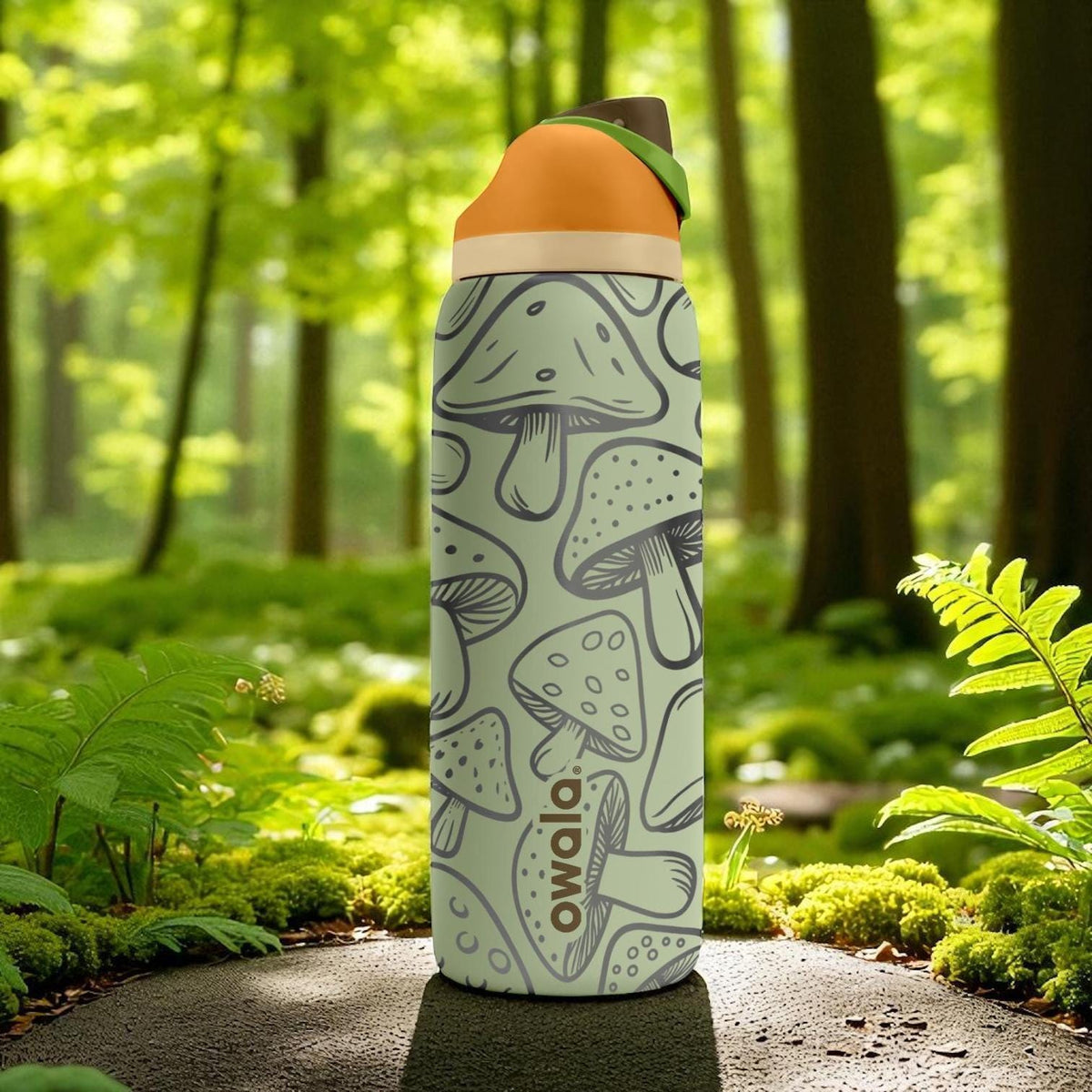 Engraved Mushroom Tumbler – Owala Water Bottle with Cute Forest Fungi Design – Laser Engraved Nature Cup – 16oz 24oz 32oz 40oz