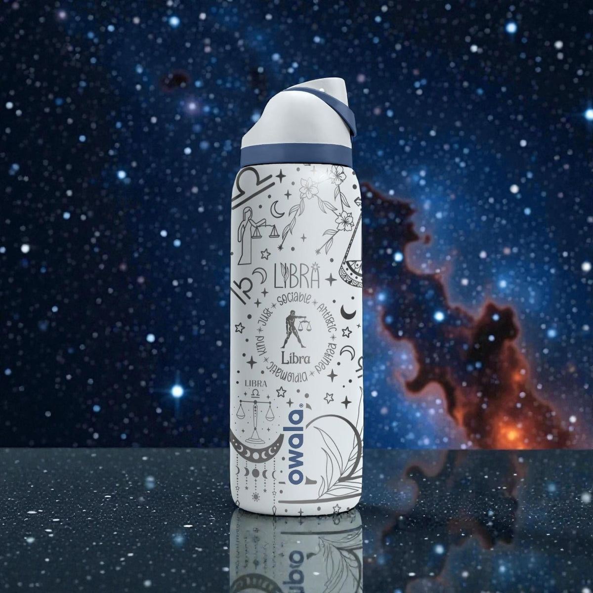 Libra Engraved Owala Bottle – Zodiac Balance Scales Astrology Design – Personalized Stainless Cup 16oz 24oz 32oz 40oz  ⸻